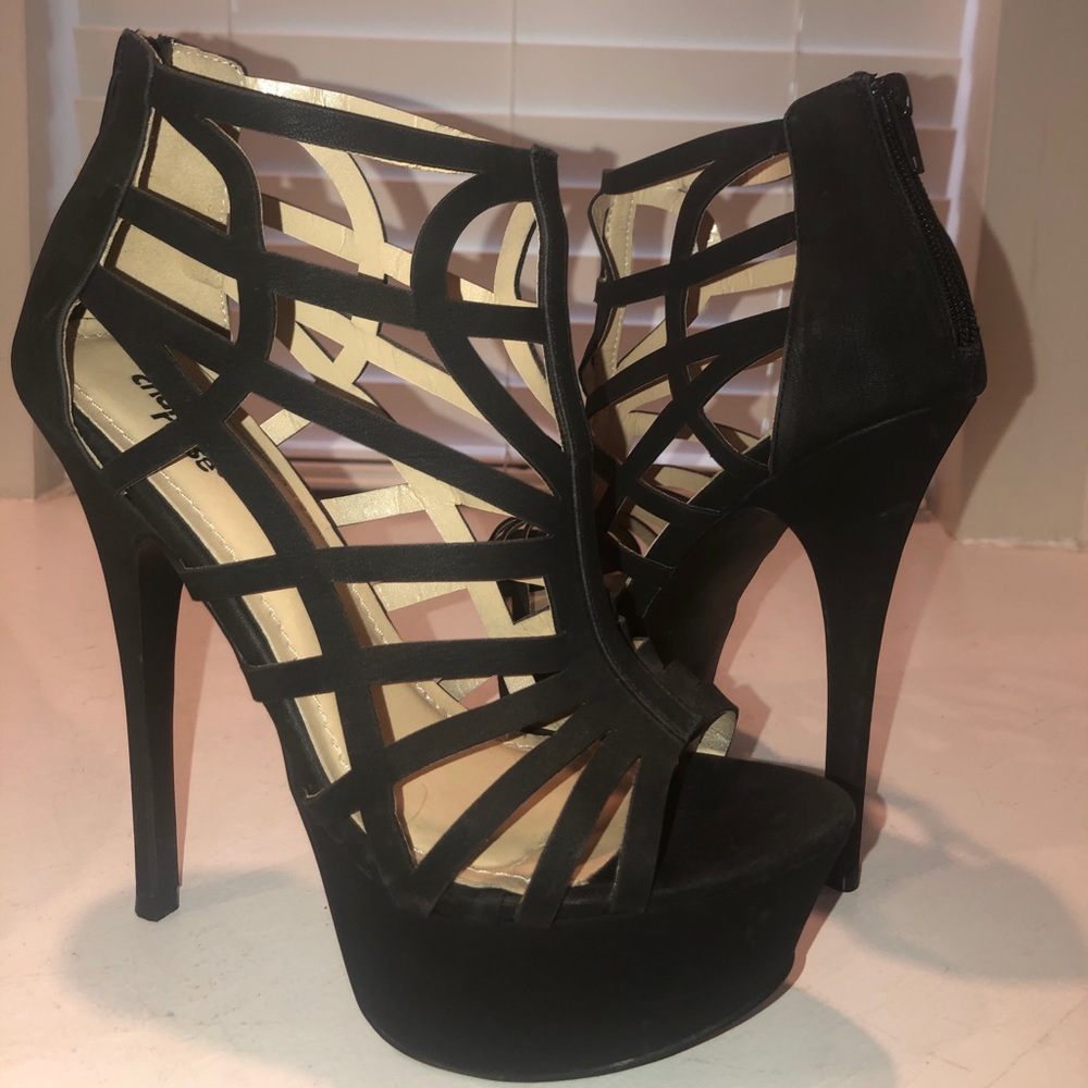 Black strappy heels